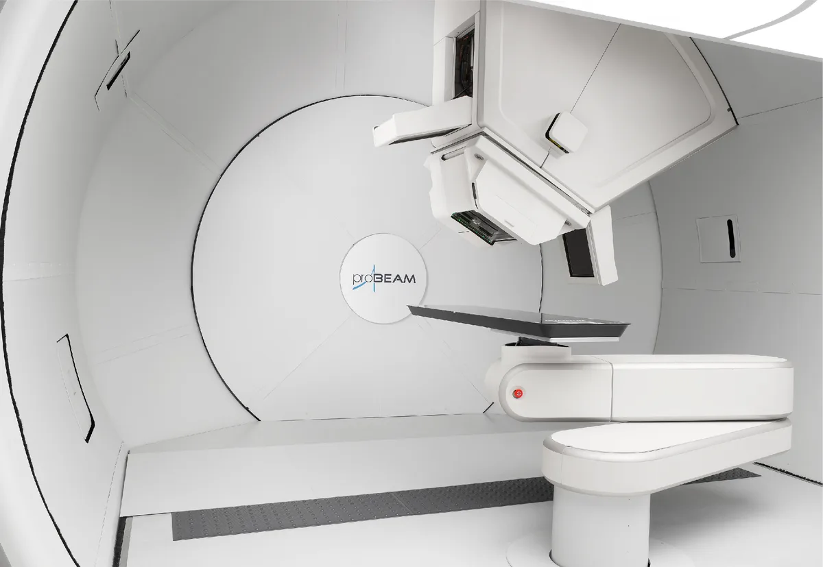 Proton therapy equipment pictured on Guangzhou Concord Cancer Center's website