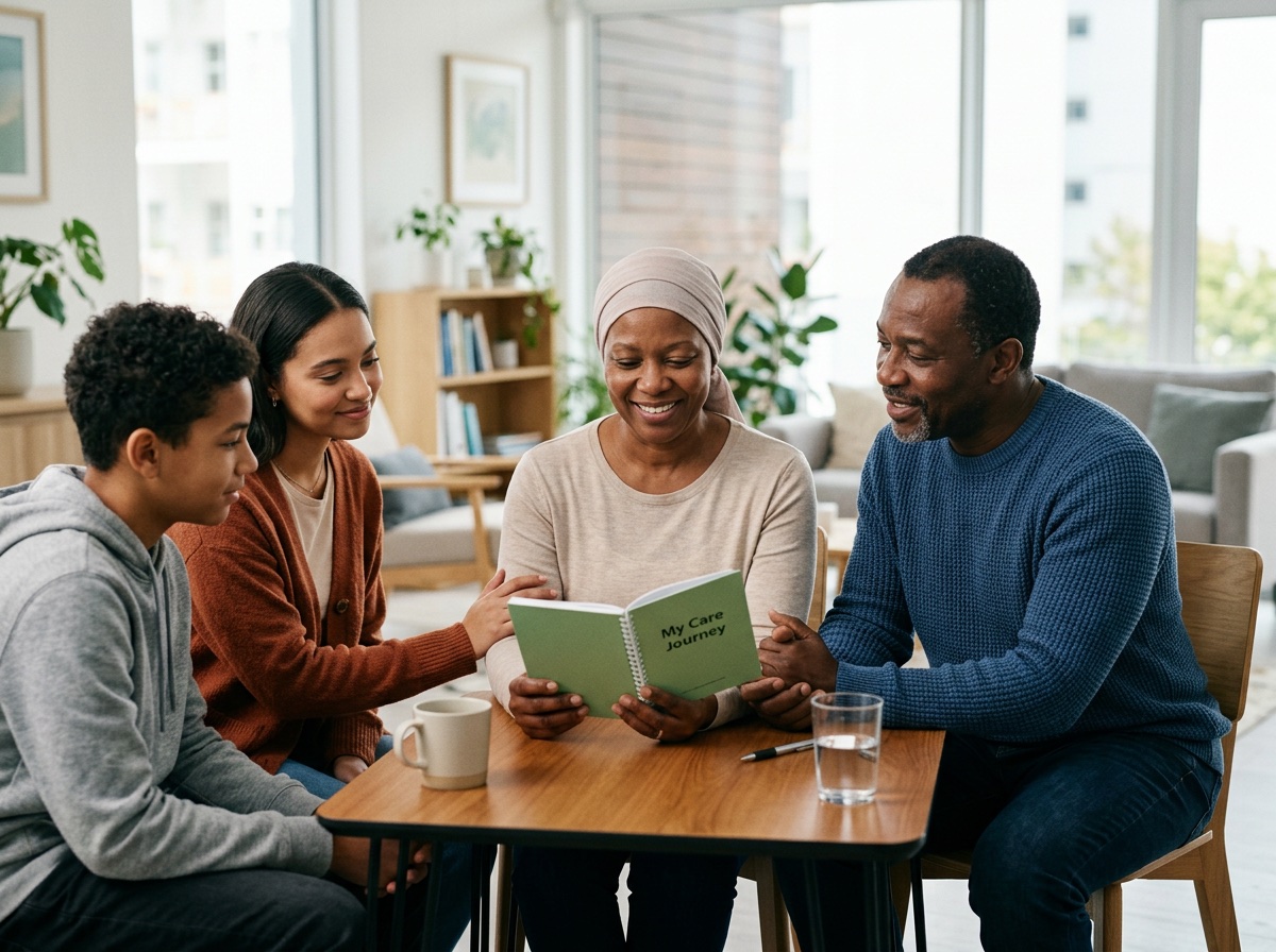 A Canadian family comparing overseas oncology options with a care navigation advisor.