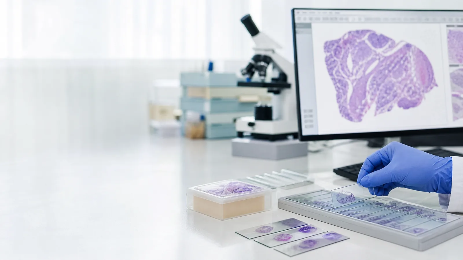 Pathology slides and digital review materials prepared for a China hospital case review.